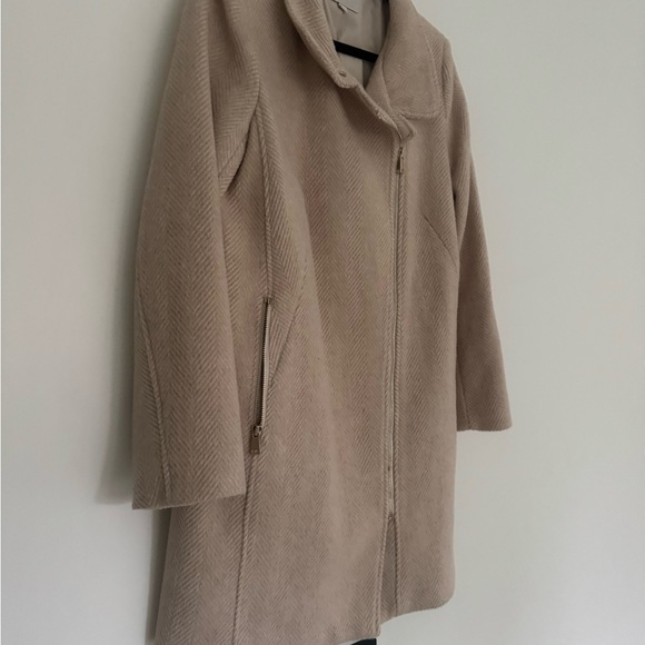 LOFT women’s beige tan herringbone wool blend winter peacoat jacket size MEDIUM - Picture 4 of 6